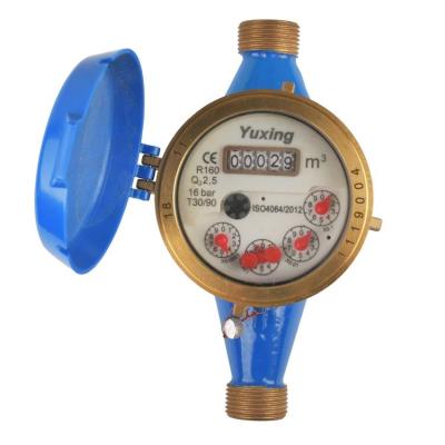 China Brass Water Meter Price List R160 Vane Wheel Dry Liquid-Sealed Multi Jet Water Meter for sale