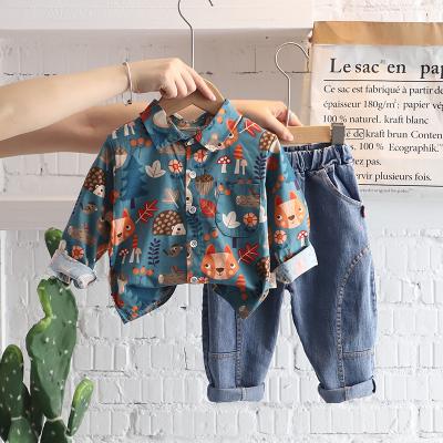 China Wholesale Design Casual Baby Boy Clothes Casual Long Sleeve T-shirt Animal Soft Kids Pants Cotton Kids Clothing Sets for sale