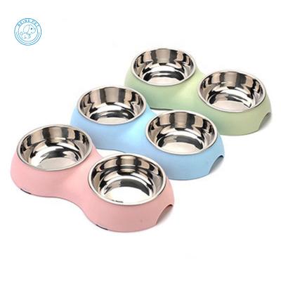 China Factory direct sale viable new product recommended super deep non slip stainless steel double bowls pet cat dog bowls & feeders for sale