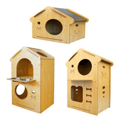 China Sustainable Style Indoor Removable And Washable Greenhouse Easy Assemble Breathable Wooden Indoor Pet Cat House for sale