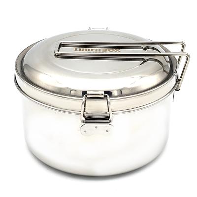 China Stocked Hot-selling 304 Stainless Steel Outdoor Camping Lunch Box Round Lunch Box for sale