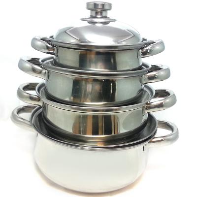 China Manufacturers Stocked Head Stainless Steel Soup Pot Four - Piece Set Pot Household Soup Pot Set for sale