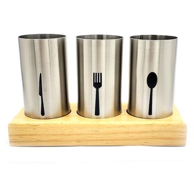 China Stainless Steel Kitchen Tableware Storage Rack Heatable Knife Fork Spoon Storage Bucket for sale