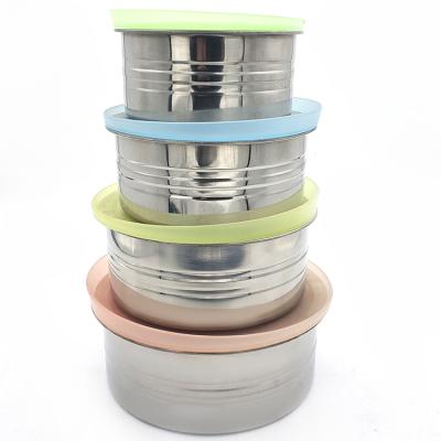 China Hot Selling 4pcs Freshness Keeping Stainless Steel Sealed Tank Set Kitchen Storage Tub Storage Box Set for sale