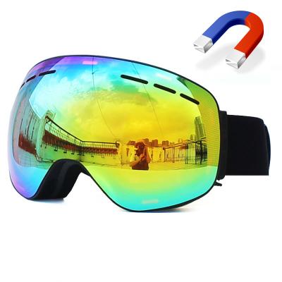 China UV400 Anti-fog Protect To Remove UV400 Glass Snowboard Magnetic Ski Eyewear Ski Goggles Double Layers Dual Layer Lens for sale