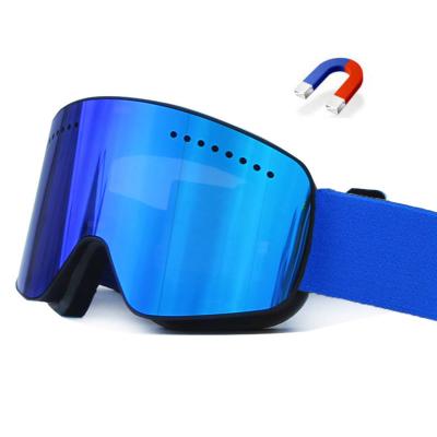 China Anti-Glare Windfroof Flexibility Shock Proof Impact Resistance Cylinder Winter UV400 Snowboarding Sports Magnetic Anti-fog Ski Goggles for sale