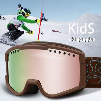 China Anti-Glare Windfroof Good Flexibility Shock Proof Impact Resistance Kids Anti Fog Child Snowmobile Goggles UV400 Protection Women Ski Goggles Winter Double Layers for sale