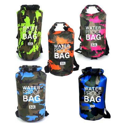 China Camping Hiking Outdoor Sports 2L, 5L, 10L, 15L, 20L, 30L Waterproof PVC Camouflage Double Shoulder Dry Bag for sale