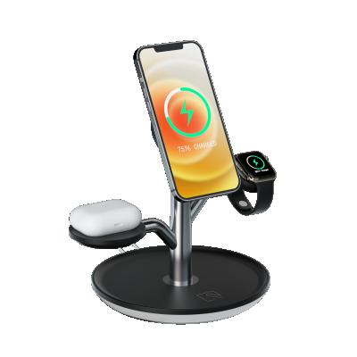 China Genuine Magnetic Smart Watch Table Lamp Charging Smartwatch Phone Home 3 In 1 Wireless Charger Station for sale