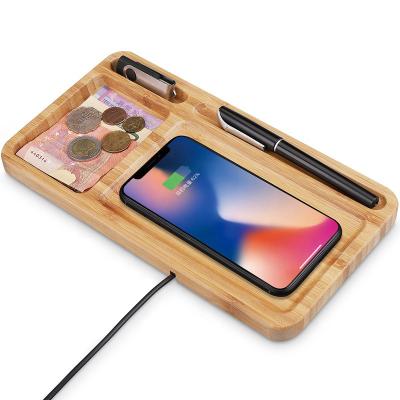 China Mobile Phone Factory Wood Wireless Charging Wireless Charging Station For Iphone 15W Desktop Round Charger Fast Charging Wooden Phone Charger for sale