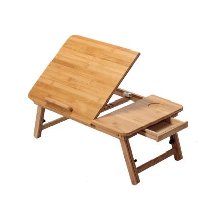 China Large Folding Foldable Bamboo Laptop Tray With Height Adjustable Legs With Drawer for sale