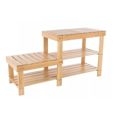 China High Quality Modern Wood Shoe Organizer Storage Plant Rack Bamboo Bench for sale