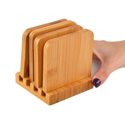 China Viable Wholesale Bamboo Cup Mat Coaster Set 4pcs/set for sale