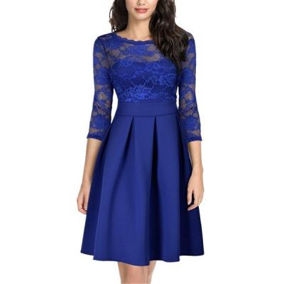 China High Quality Women's Floral Vintage Lace Sleeve Bridesmaid Dress Washable for sale