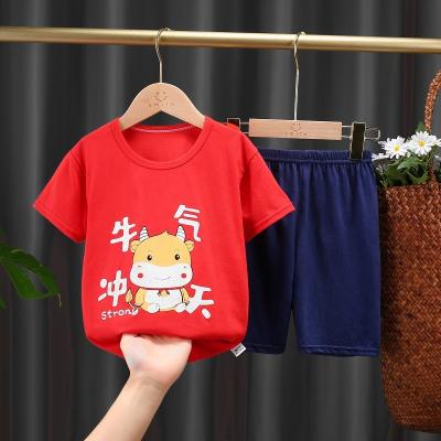 China 2022 Formal Children's Clothing 2022 Summer Baby Boy Clothes Suit Short T-shirt Pieces Casual Cotton 2 Pieces for sale