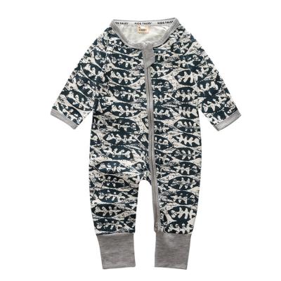 China Spandex/Cotton Clothes Zipper Jumpsuit Wholesale Newborn Infant Infant Long Sleeve Romper for sale