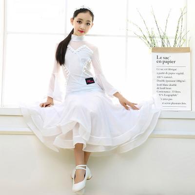 China Modern White Tulle Kids Performance Dress Ballroom Competition Dresses For Girls for sale