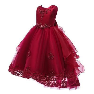 China Children's Puffy Skirt Tow Formal Dress Sleeveless Princess Dress Summer Wedding Long Dress for sale