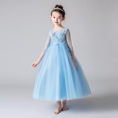 China Wholesale Washable Perspective Kids Breathable Girl's Top Pink Princess Dress Floral Gown Clothes For Child for sale