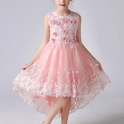 China Breathable Hot Selling Kids Girls Dress Flower Party Wedding Princess Tail Dress for sale