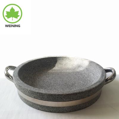 China Sustainable outdoor or kitchen use---stone pan with double handles for sale