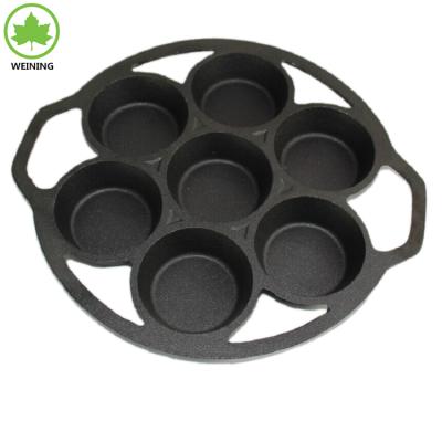 China Sustainable Cast Iron Bakeware Baking Round Pan Cake Pan 7 Holes for sale