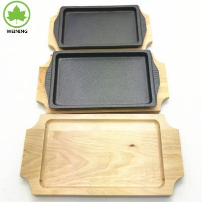 China Sustainable Hot Sale A Set Pre-Seasoned Rectangle Cast Iron Griddle Pan Outdoor BBQ Pan for sale