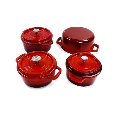 China Viable Enamel Oven Casserole Set Cookware Dutch Cast Iron Pot for sale