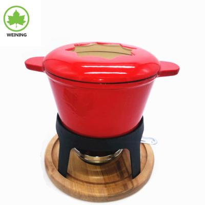 China Factory Outlet Sustainable Cast Iron Chess Fondue Set 2.5Qt/2.4L, Red for sale