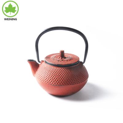 China Sustainable 300ML Round Pearl Dot Cast Enamel Teapot for sale