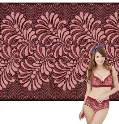 China Elastic China new spandex fabric lace elastic mesh embroidered lace trim decoration lace trim hipster panties for women for sale