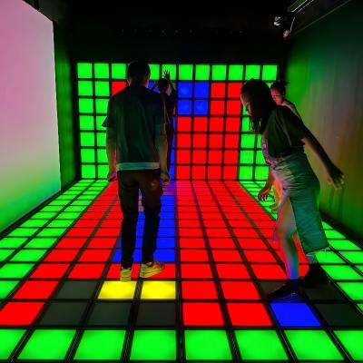 China LED Dance Floor Tile Wall And Floor Jumping Grid Interactive Game for sale