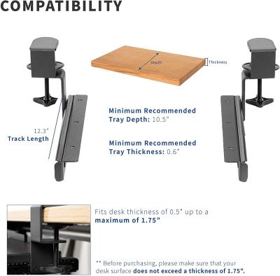 China Expandable pull out mount system clamp keyboard under tray for desktop for sale