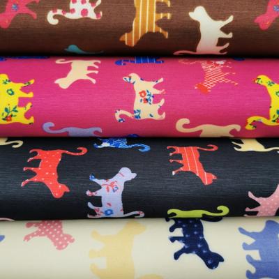 China High Quality Animal Printed 100% Polyester Korean Colorful Cartoon Puppy Fabric Shopping Bag Velvet Chiffon Fabric Material Shrink-Resistant 32s for sale