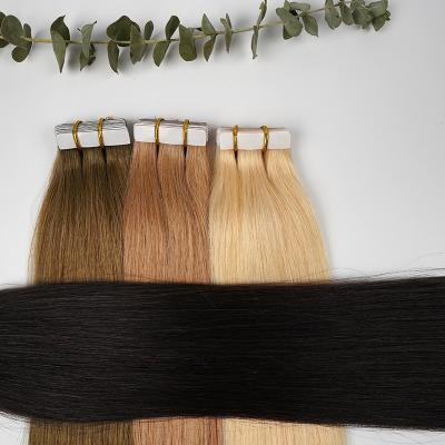 China Good Quality Remy Russian Virgin Cuticle Balayage Virgin Silky Straight Wave Double Drawn Tape Hair Extensions for sale