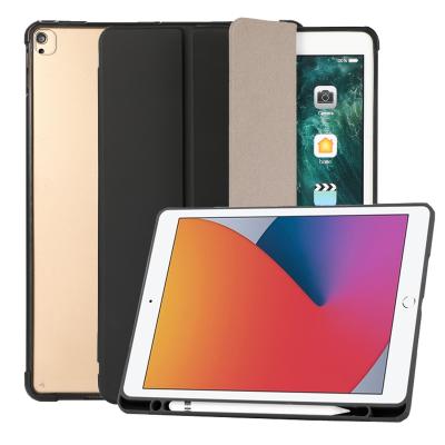 China Protective Smart Case for iPad 7th Gen 10.2 inch and 8th Gen with Clear Acrylic Back and Colorful Soft TPU Frame with Pen Slot for sale