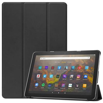 China Amazon Kindle Fire HD 10 Tri-Flold Case Smart PU Tablet Leather Cover Protector for Kindle Fire HD 10 plus 2021 for sale