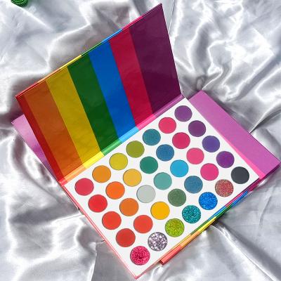 China Waterproof Custom Logo Pressed Powder Makeup Eyeshadow Palette 35 Rainbow Colors for sale