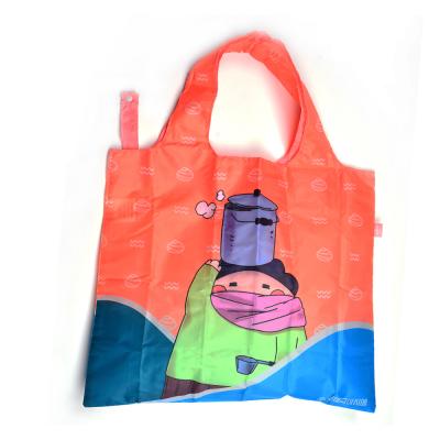 China Eco-Friendly Tote Eco Friendly Polyester Reusable Folding Grocery Folding Shopping Bag Nylon Foldable Shopping Bags With Custom Logo for sale