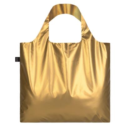 China Logo Metallic Color Reusable Shopping Customized Eco-Friendly Bags Foldable Polyester ECO-FRIENDLY Tote With Custom Logo for sale