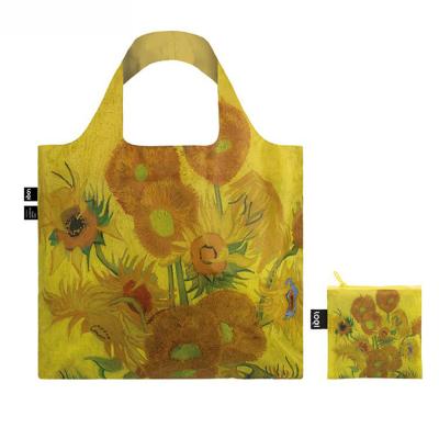 China Art Printing Folding Tote Bag Polyester Eco-friendly Nylon Recycle Reusable Shopping Bags With Custom Logo for sale