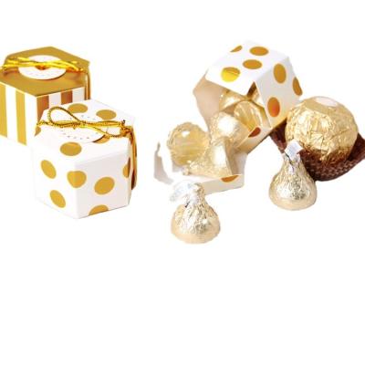 China Recyclable Small Hexagon Gift Box Gilding Mini Chocolate Wrapping Paper Box for sale