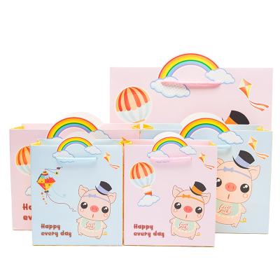 China Recycled Materials Cartoon Paper Bags Animal Gift Cute Rabbit Shopping Bags for sale