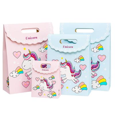 China Biodegradable Children's Day Cartoon Unicorn Retail Bags Paper Bags Wholesale Novelty Bags for sale