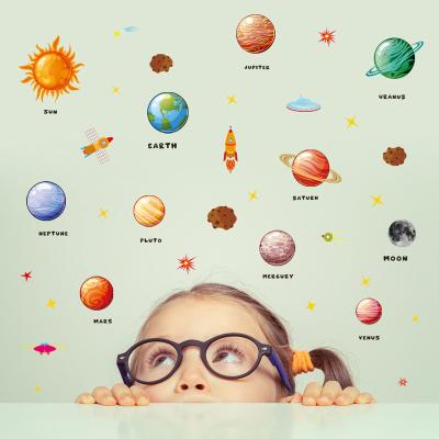 China New Waterproof+ECO-Friendly+Self-adhesive Planets Wall Stickers Kids Decorative Sticker Background Creative Wall Room for sale