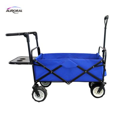 China Heavy Duty Collapsible Storage/Transport Folding All Terrain Cart Beach Serving Cart Attached Mini Table for sale