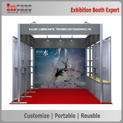 China Aluminum Frame 3m x 3m Plexiglass Panels Exhibition Booth With Ceiling Roof for sale