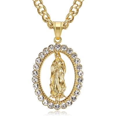 China High Quality Virgin Mary Pendant Necklace Custom Jewelry 2021 Virgin Mary Christianity Gemstone Stainless Steel for sale