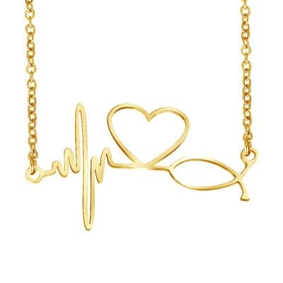 China Custom Career Heartbeat Necklace Jewelry Necklace Stainless Steel Office/Gold 2021 for sale