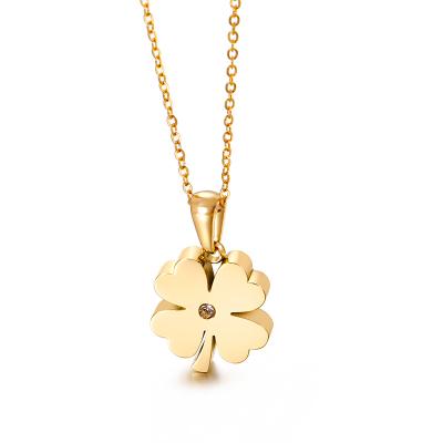 China Custom Office/Career Stainless Steel Four Leaf Clover Necklace For Woman Or Girl Shamrock Necklace 2021 for sale